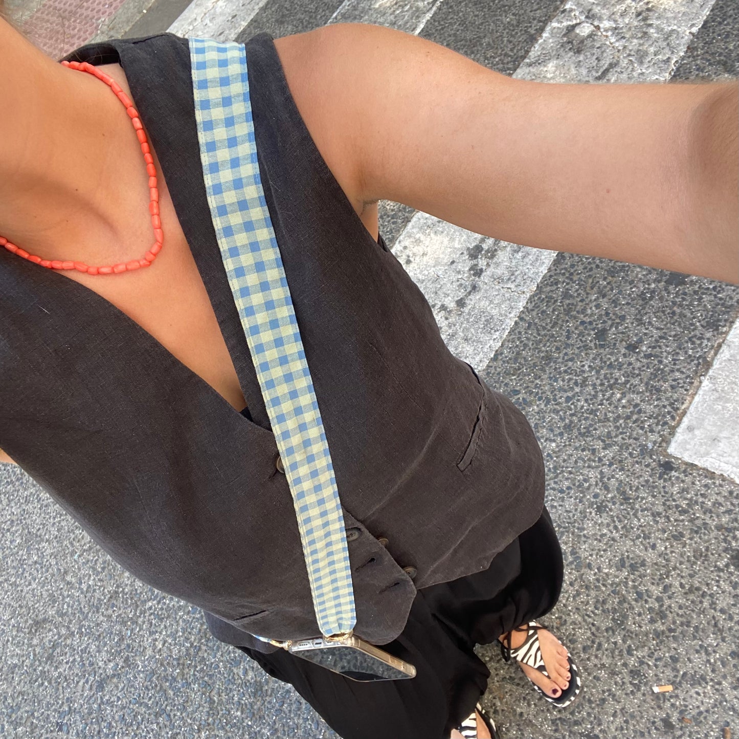 Vichy azul y verde agua