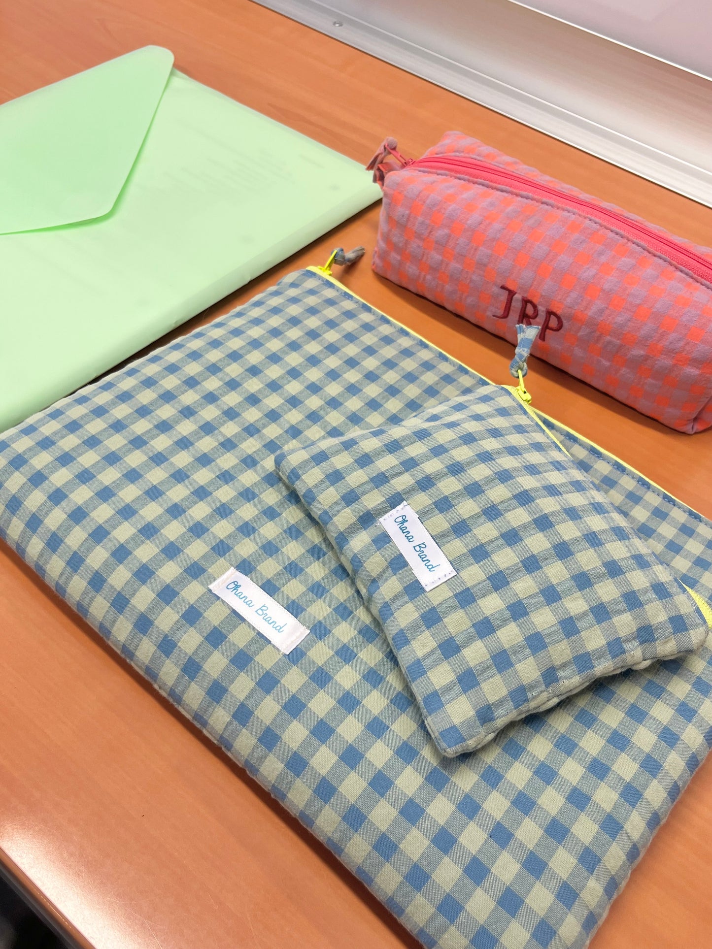 Funda vichy celeste y verde