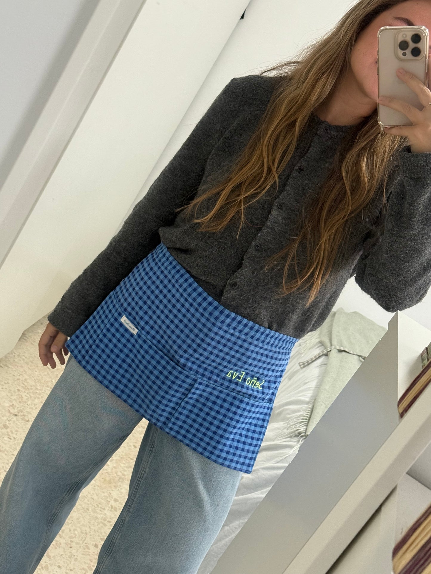 Mandil vichy azul oscuro