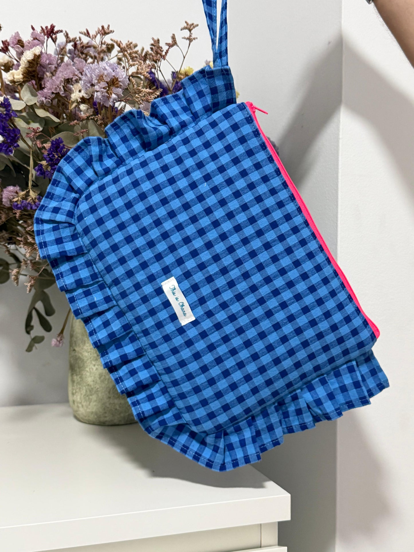 Neceser volantes vichy azul