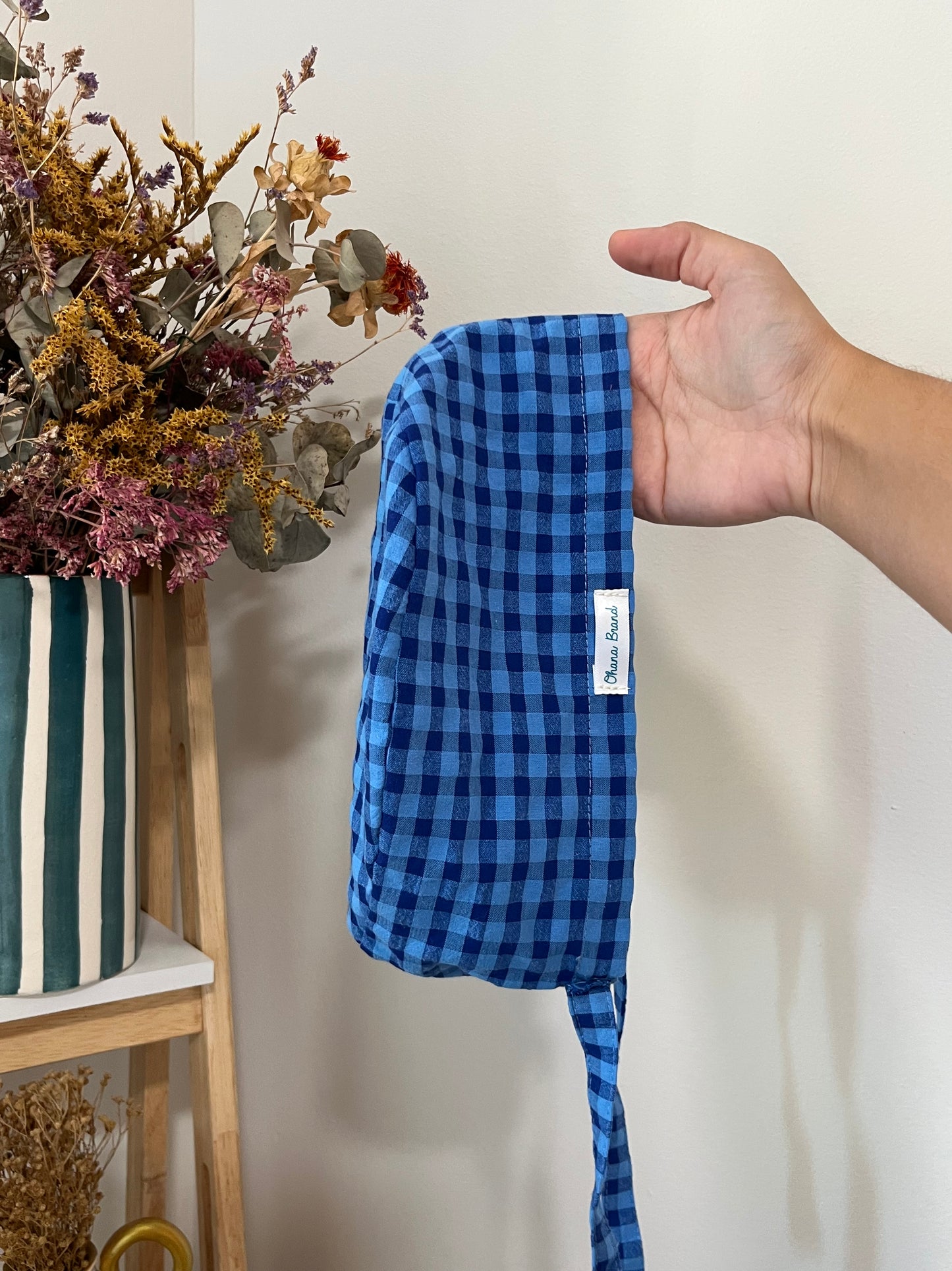 Gorro vichy azul oscuro y azul claro