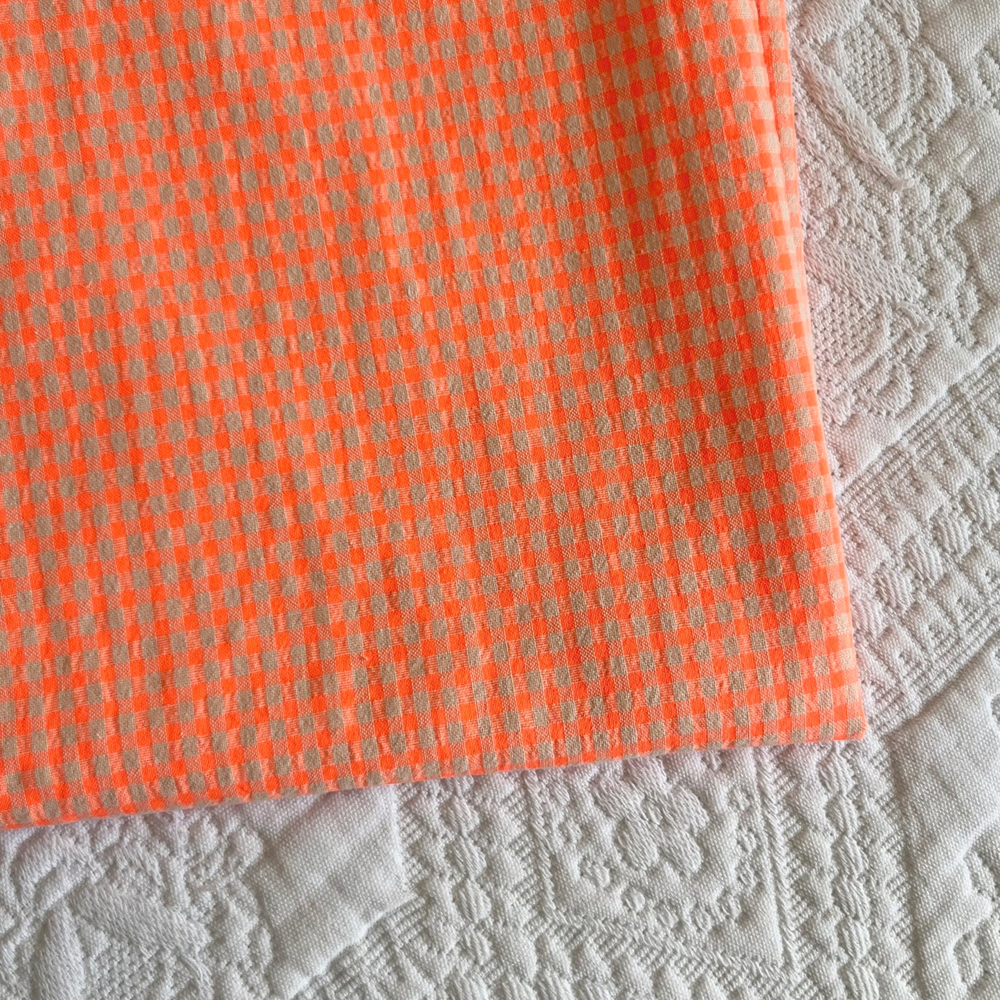 Funda vichy naranja fosforito cuadro pequeño