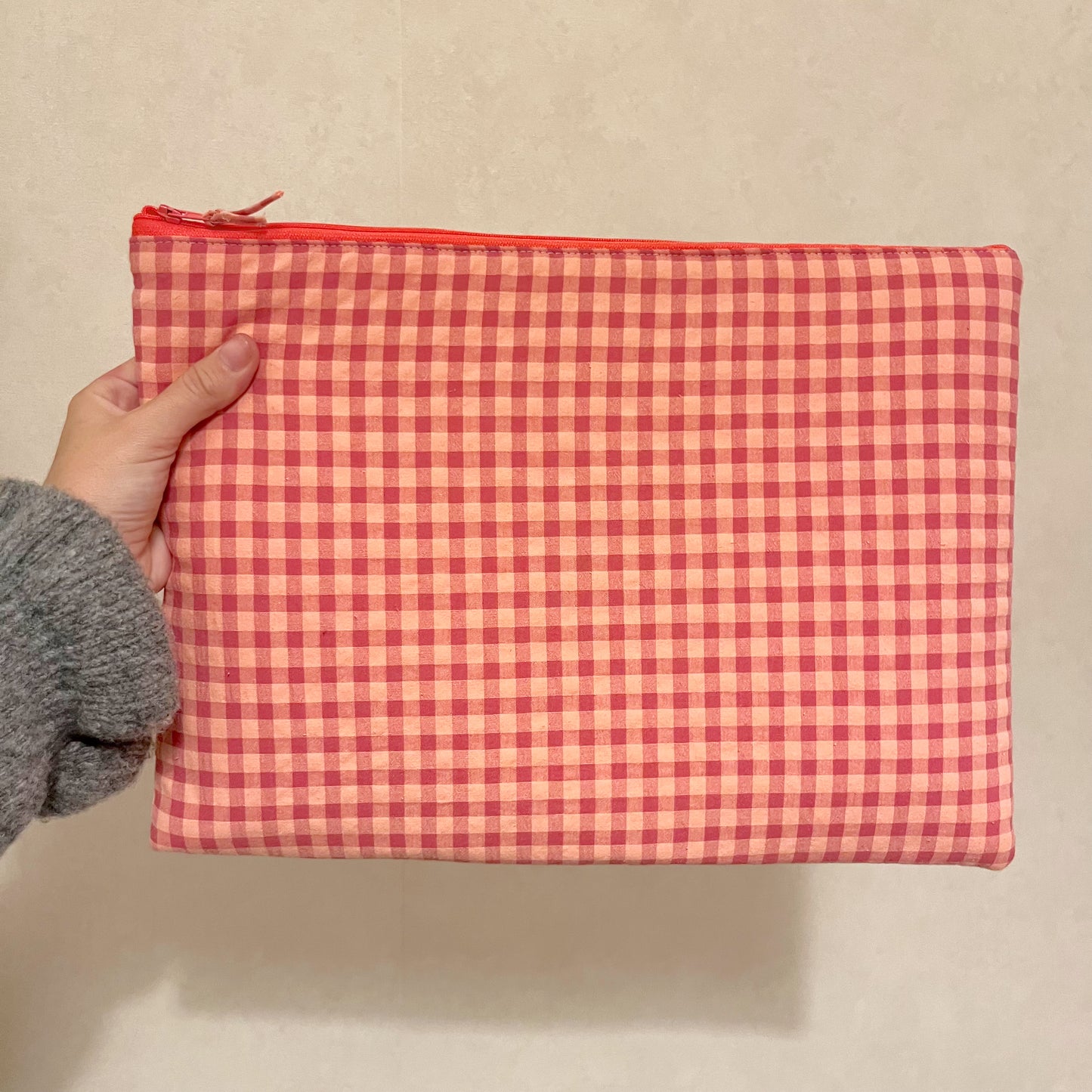 Funda Vichy rosa palo y mandarina