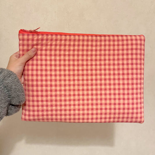 Funda Vichy rosa palo y mandarina