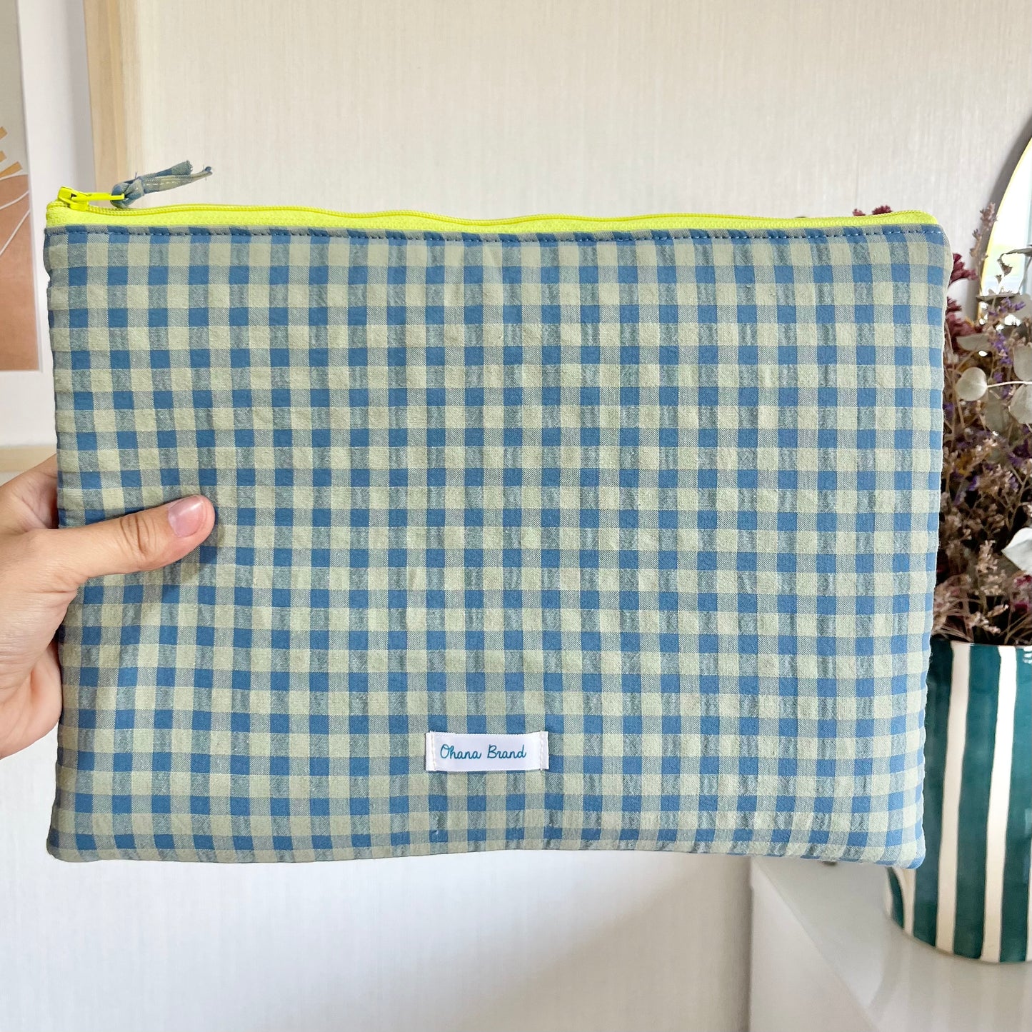 Funda vichy celeste y verde