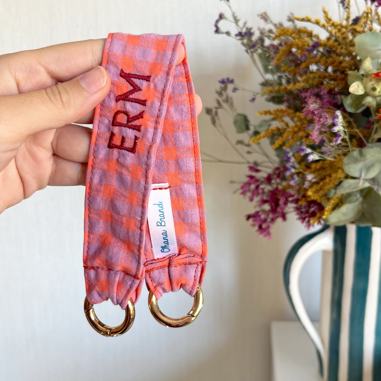 Vichy lila y naranja