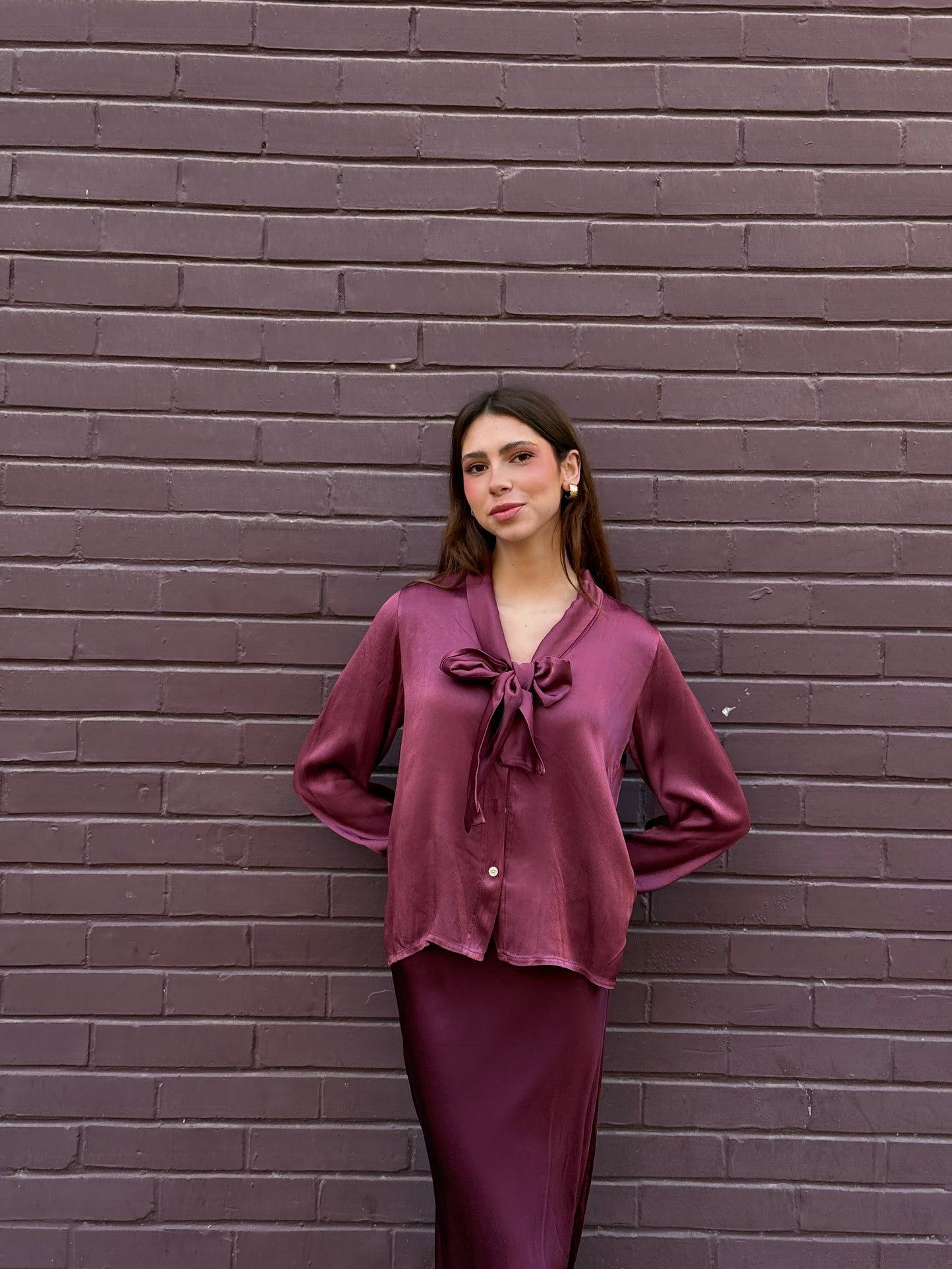 Falda satinada buganvilla