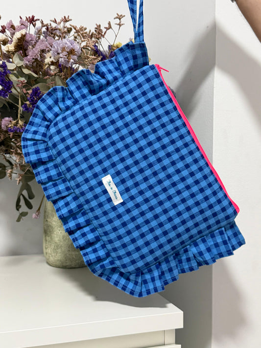 Neceser volantes vichy azul