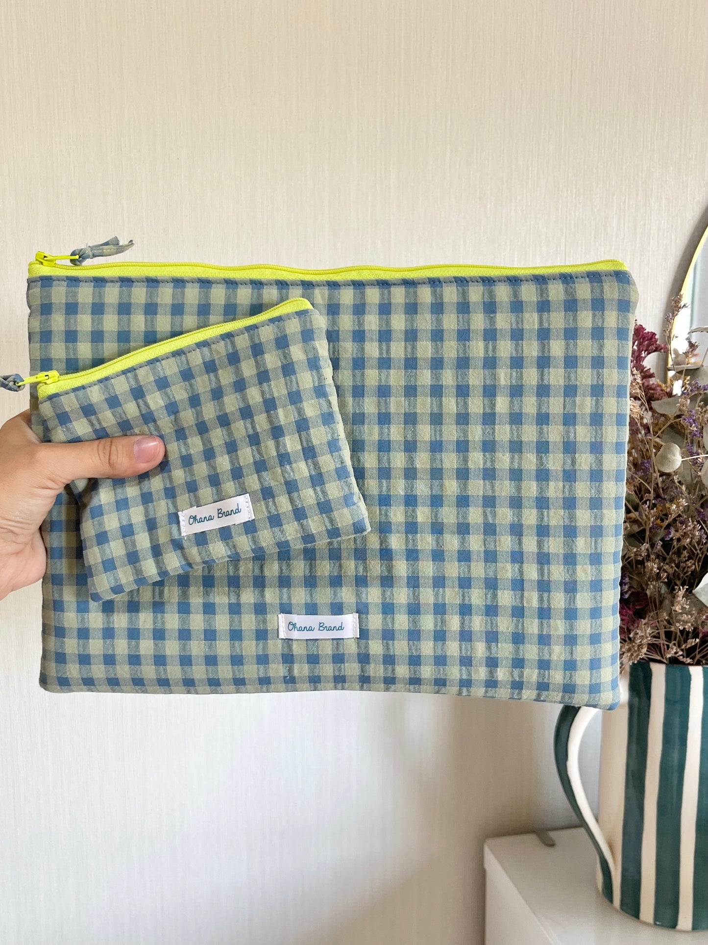 Funda vichy celeste y verde