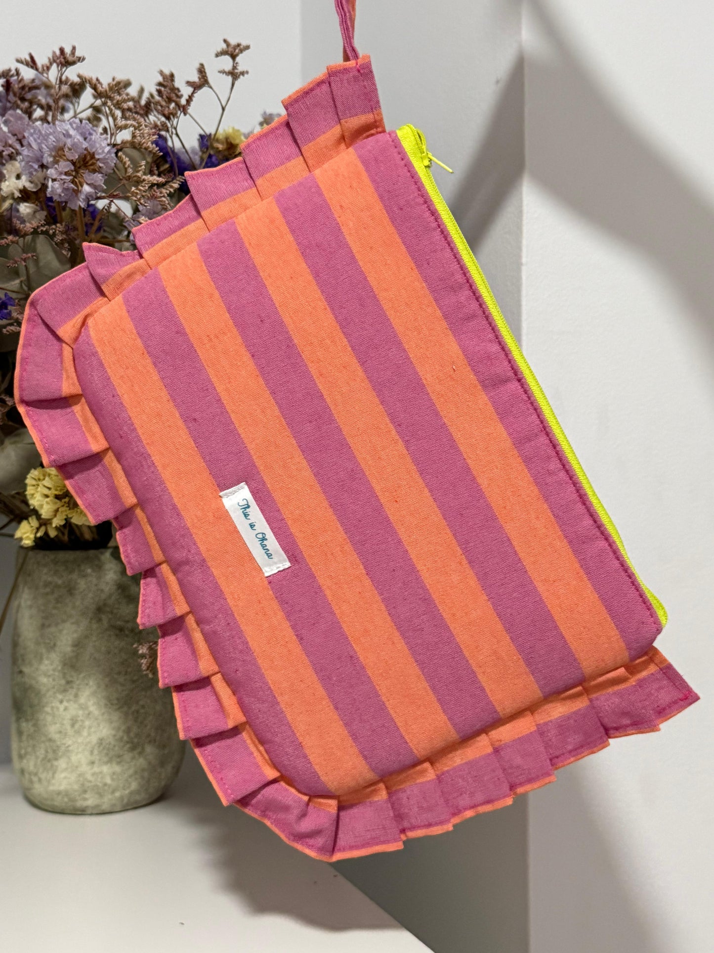 Neceser volantes rosa y naranja