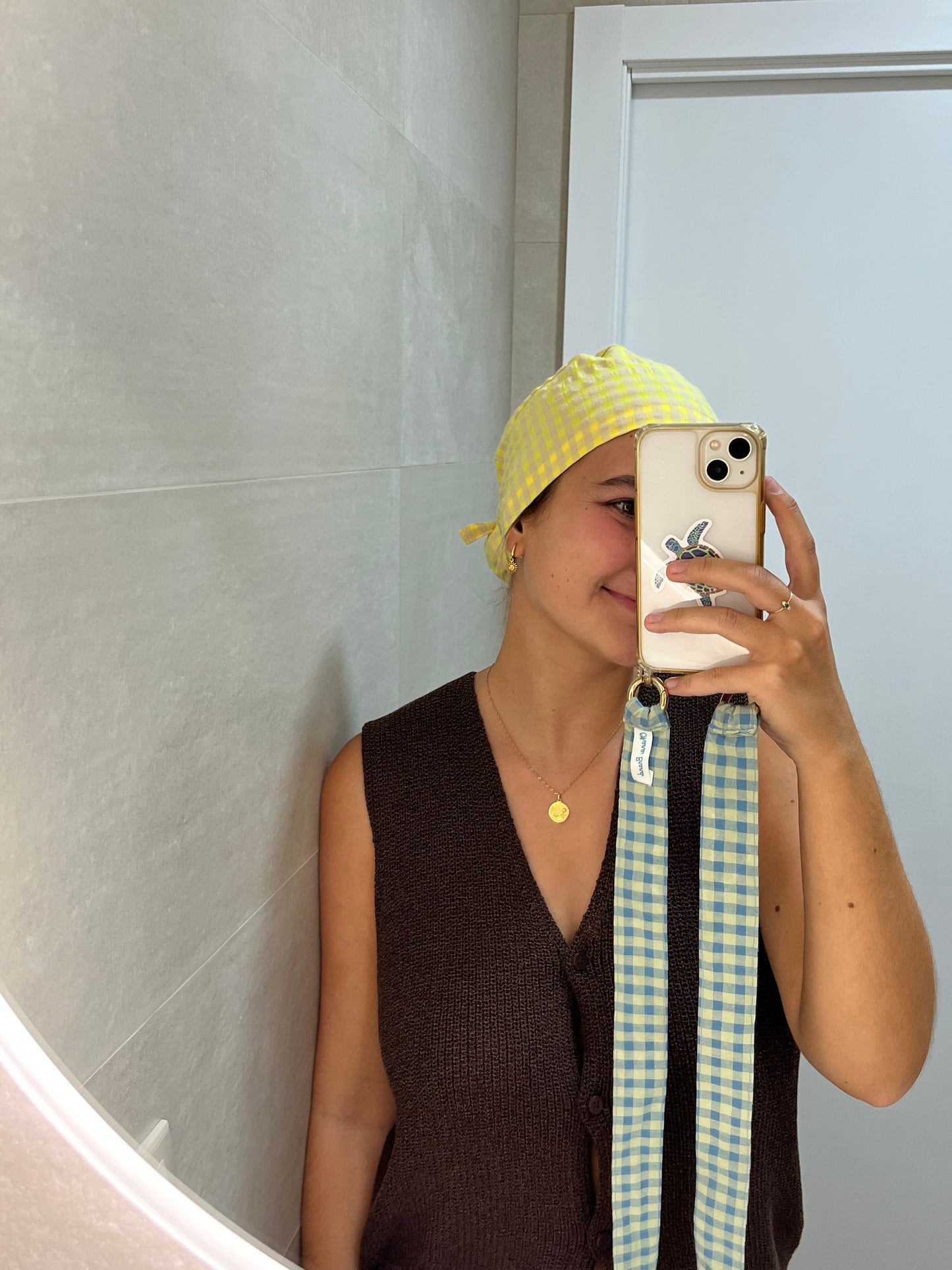 Gorro vichy amarillo fosforito