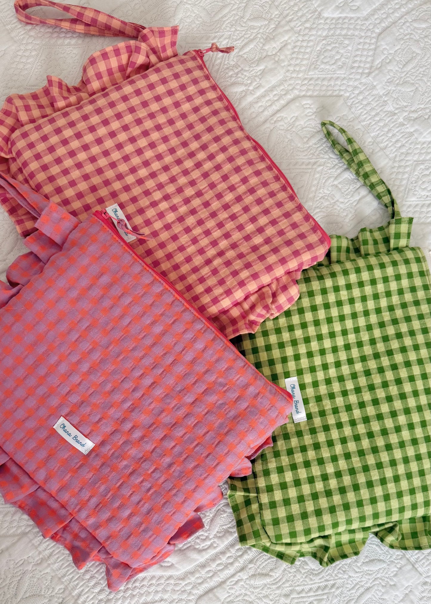 Neceser volantes vichy verde