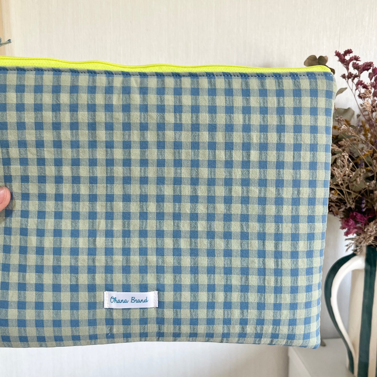 Funda vichy celeste y verde